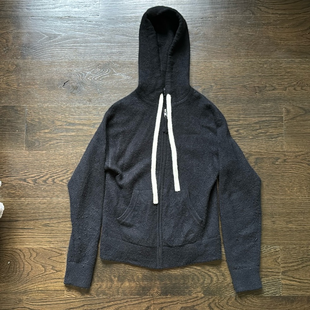 NakedCashmere Black Drawstring Hoodie Jacket 100% Cashmere